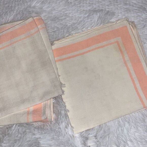 Vintage Salmon Linen Napkins Set of Six 13”X13.5” - Picture 7 of 8